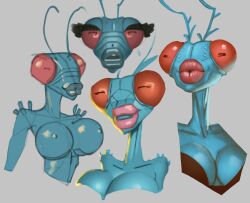 4girls alien alien_girl alien_humanoid antennae authorialnoice big_breasts big_eyes big_lips black_eyelashes blue_skin bug bug_girl eyelashes female female_focus female_only grey_background image_comics insect_girl insect_humanoid insects invincible invincible_(comics) invincible_(tv_series) lips looking_at_viewer multiple_girls naked naked_female nude nude_female red_eyes red_lipstick simple_background sketch sketch_page smile smiling tagme thick_eyelashes thick_lips thraxan