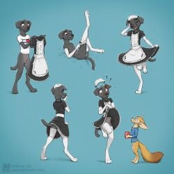 2boys adam_wan anthro dog gay long_socks maid_uniform male_only tagme zaush