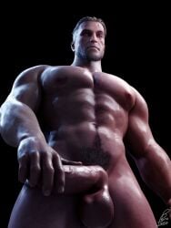 1boy 3d big_cock black_background bonoimma cd_projekt_red geralt_of_rivia gripping_cock happy_trail light-skinned_male light_skin looking_at_viewer male male_focus male_only masculine muscular muscular_male nipples pubic_hair scar_on_face solo solo_male stroking_cock the_witcher_(series) viewed_from_below white_hair yellow_eyes