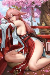 yae miko from genshin impact by sciamano240