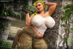 1girls 3d abs armpit_hair atlantis:_the_lost_empire beauty_mark belt big_ass big_breasts blonde_hair casual clothing disney female female_armpit_hair female_only firearm gloves gun gun_holster hairy hairy_armpits handgun helga_sinclair holster huge_ass huge_breasts human jungle mauser_c96 muscular muscular_female pale_skin rasmus-the-owl solo thick_thighs weapon wide_hips