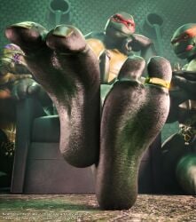 2_toes 3d_(artwork) absurd_res anthro blender_(software) chastity_cage chastity_device digit_ring digital_media_(artwork) donatello_(tmnt) feet first_person_view foot_fetish foot_focus group hi_res jewelry male male/male michelangelo_(tmnt) raphael_(tmnt) reptile ring scalie slave soles stormrider teenage_mutant_ninja_turtles toe_ring toes trio turtle worship