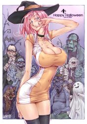 8boys curvaceous curvy curvy_body fit_female group halloween huge_breasts imminent_rape imminent_sex monster short_dress tagme thin_waist tight_clothing unbalance witch_hat