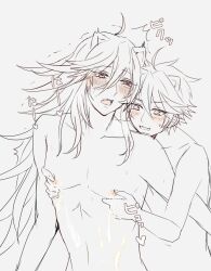 2boys aion_(show_by_rock!!) blush cat_ears crow_(show_by_rock!!) gay long_hair male/male nipple nipple_tweak sanrio show_by_rock!! yaoi