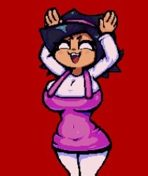 1girls animated asian asian_female big_breasts breasts breasts_focus caramelldansen clothed clothing dancing female female_only friday_night_funkin hips nebssik nene_(newgrounds) newgrounds no_pupils pico's_school pixel_animation pixel_art pupilless_eyes solo solo_female swinging_breasts