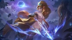 1girls blue_eyes breasts female female_only heropans miya_(mobile_legends) mobile_legends mobile_legends:_bang_bang naked nipples nude nude_female pussy solo yellow_hair