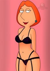 ai_generated arms_behind_back bedroom_eyes cameltoe family_guy female halfaslime lingerie lois_griffin looking_at_viewer milf navel smiling solo