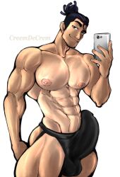 aoi_todo big_chest big_nipples bulge jujutsu_kaisen male_only nipples selfie thong