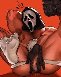 1boy 2023 anus armpit_hair ass balls bara bara_tits barazoku big_bulge bulge fingering fingers gay ghostface ghostface_(scream) gloves hairy_chest hairy_male halloween holidays huge_bulge jockstrap leg_hair male male_focus male_nipples male_only male_pubic_hair manly masked masked_male muscular_male nipples penis penis_outline precum precum_through_underwear scream scream_(franchise) solo solo_male underwear waympo yaoi