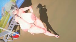 1girls 3d areolae artist_request beach breasts curvy female female_only grey_hair hololive hololive_japan holox huge_breasts image koikatsu looking_at_viewer multicolored_hair nipple_piercing nipples piercing sakamata_chloe sandals shortstack sunglasses sunglasses_on_head swimsuit thick_hips thick_thighs tongue tongue_out twintails virtual_youtuber vtuber wide_hips