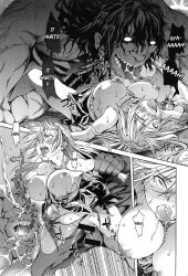 1girls absurdly_large_cock black_and_white censored crying crying_with_eyes_open distended_belly distended_stomach distension distention doujin doujinshi english english_text frightened greyscale h9 large_penis monochrome monster monster_cock monster_male monster_rape more_at_source open_mouth orc orc_male orc_rape rape raped_by_monster rough_sex stomach_bulge tagme text tongue tongue_out too_big translated violent_rape violent_sex