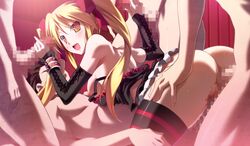 blonde_hair breasts censored game_cg group izumi_mahiru nipples penis pussy pussy_juice sex tagme_(character) vermilion_-bind_of_blood- wet