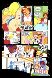 animal_ear blonde_hair brown_hair clubstripes comic cream_(miu) female hair jay male p.b. peaches_(miu) tail