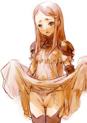 branch_(blackrabbits) cameltoe female female_only final_fantasy final_fantasy_tactics_advance green_eyes hair_ornament hair_pin hairpin human pussy red_hair ritz_malheur skirt skirt_lift solo uncensored