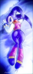 1girls 5_fingers anus ass bed bedroom butt cameltoe closed_mouth clothed clothing dakimakura_design dat_ass eyelashes eyes female female_focus female_only femdom humanoid laying_down nightmaren nights nights_into_dreams on_bed open_eyes pillow posing pussy sega shiny_clothes signature smile solo sonic_team twistedterra