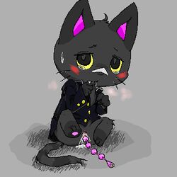 anal_beads animal_crossing artist_request black_fur blush feline female female_only kiki_(animal_crossing) nintendo oekaki pussy sex_toy source_request year_request