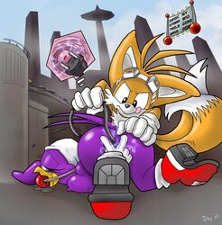 2007 anal ball_gag bandana black_eyes canine cervix cord crying electricity female fox gag goggles internal male multiple_tails sega sonic_(series) sonic_riders tail tails torture wave_the_swallow