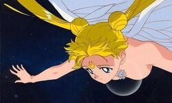 artist_request bishoujo_senshi_sailor_moon blonde_hair cap forehead_mark nipples no_nipples nude princess_serenity small_breasts usagi_tsukino wings