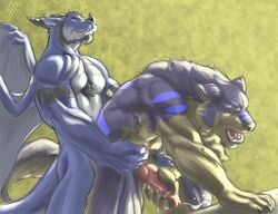 anal anthro canine dragon fur furry gay knot male masturbation penis silver_fenrir werewolf