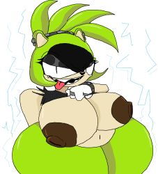 big_ass big_breasts bottomless breasts_out electricity female female_only huge_ass huge_breasts lifting_shirt rap_wabuu revealing_breasts sonic_(series) surge_the_tenrec topwear