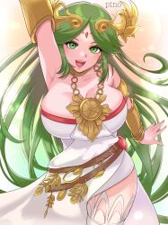 1girls breasts female female_only green_eyes green_hair kid_icarus nintendo palutena pino_(artist) solo