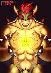 accessory anthro armor bowser bracers cock_ring dragon genitals hi_res jewelry male male_only mario_(series) muscular muscular_male nintendo penis penis_accessory penis_jewelry reptile scalie solo star super_mario_bros. super_mario_bros._(2023_film) terragon turtle