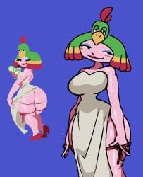 1girls anthro big_ass big_breasts dress dress_lift drink eyeshadow lips mario_(series) nintendo pulling_down_panties queen_valentina royalmilk20 solo_female super_mario_rpg thick_thighs wide_hips