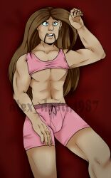 dethklok metalocalypse muscles pink_nipples pink_shorts toki_wartooth