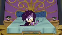 aleena_enjoyer bed bedroom bedroom_eyes bedroom_setting elegant_bedroom female female_only laying_down laying_on_bed laying_on_stomach mobian_(species) mobian_hedgehog pin_up queen queen_aleena queen_aleena_hedgehog royal royal_bedroom royalty solo_female sonic_(series) sonic_the_hedgehog_(series) sonic_underground