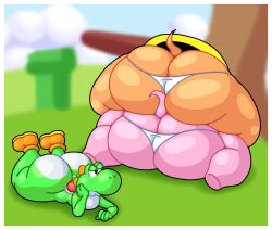 2girls ass_cleavage ass_focus ass_window big_ass butt_crack clothed dumptruck_ass elephant_daisy elephant_peach faucyv female huge_ass mario_(series) multiple_girls princess_daisy princess_peach sideass super_mario_bros._wonder volfenf yoshi