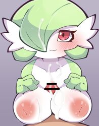 areola bar_censor big_breasts blush blush_lines bodily_fluids breast_play breasts censor_bar censored cum cum_on_chest cum_on_face duo erection female first_person_view gardevoir generation_3_pokemon genital_fluids genitals green_body green_hair hair hi_res himimi huge_breasts human humanoid humanoid_genitalia humanoid_penis ineffective_censorship interspecies inverted_nipples looking_at_viewer male male/female male_pov mammal nintendo nipples nude orgasm paizuri penis pokemon pokemon_(species) red_eyes sex simple_background titjob white_body