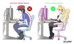 1boy before_and_after bimbo bimbofication boot bzurrf calem_(pokemon) computer correct_gaming_posture_(meme) feminization gaming gender_transformation genderswap_(mtf) headset male meme pc pokemon rule_63 serena_(pokemon)_(cosplay)