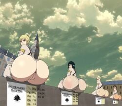 2boys 2d 2girls annie_leonhardt anus armband ass ass_cheeks ass_focus asshole attack_on_titan beauty_mark bertolt_hoover big_ass big_butt black_hair blonde_hair brorifice butt_cheeks dat_ass fat_ass female_soldier hand_print handprint_on_ass huge_ass large_ass looking_at_viewer looking_back looking_over_shoulder marley_military_uniform marleyan_flag military military_uniform pieck_finger pussy reiner_braun shingeki_no_kyojin sitting slap_mark smiling soldier spank_marks spanked spanked_butt thebrorifice uncensored vagina vote voting