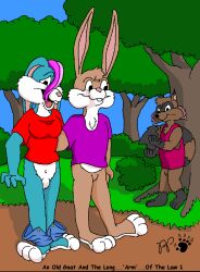 anthro binky_bunny_(rutwell) black_nose blue_body blue_fur bottomless bottomwear bottomwear_down breasts brown_body brown_fur buckteeth clothed clothing featureless_crotch female fettish_raccoon forest fur genitals gloves_(marking) group kthanid_(artist) lagomorph leg_markings leporid male mammal markings navel open_mouth outside page_1 page_number pants pants_down partially_clothed pink_nose plant procyonid pussy rabbit raccoon randy_rabbit ring_(marking) ringtail rutwell_forest shirt shrub socks_(marking) tail tail_markings teeth topwear tree trio