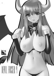 black_and_white breasts completely_nude completely_nude_female disgaea large_breasts nippon_ichi_software succubus succubus_(disgaea) yamaura_tamaki