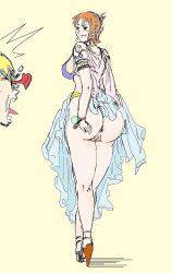 ass female female_focus gjg94 harem_outfit male nami nami_(one_piece) one_piece pre-timeskip sanji teasing vinsmoke_sanji