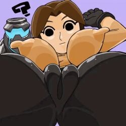 ? animated animated arm_cannon black_eyes blinking breasts breasts_out censor_bar confused dissolving_clothes enrike000000 erect_nipples eyelashes glove huge_breasts large_nipples looking_at_viewer mii mii_gunner mii_gunner_(smash_4) nintendo parted_hair solid_circle_eyes spread_pussy super_smash_bros. torn_clothing torn_legwear vagina viewed_from_below winking_pussy