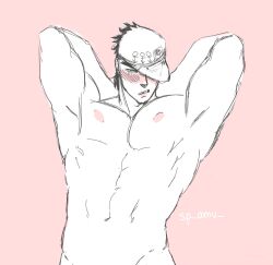 1boy armpits artist_name diamond_is_unbreakable dilf jojo's_bizarre_adventure jotaro_kujo male male_only muscular_male nude_male solo sp_amu