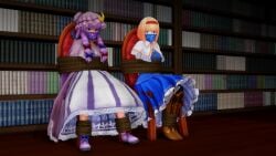 2girls alice_margatroid bondage chair_tied female female_only gagged patchouli_knowledge touhou y0z0ra