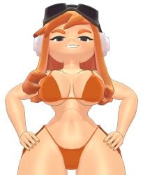 3d bikini female female_only glitch_productions human_meggy kabalmystic kapp-99 meggy_spletzer mikumikudance orange_hair smg4 smirking_at_viewer swimsuit transparent_background youtube