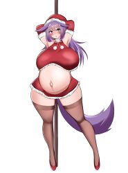 bayoshii christmas_outfit fox_girl huge_breasts lunafoxe pregnant purple_hair