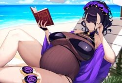 ai_generated fate/grand_order fate_(series) murasaki_shikibu_(fate) murasaki_shikibu_(swimsuit_rider)_(fate) novelai pregnant