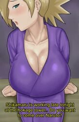 1girls affair asian asian_clothing asian_female betrayal big_breasts blonde_hair blush boruto:_naruto_next_generations breast_focus breasts breasts_bigger_than_head busty cheating cheating_wife cleavage clothed clothing cuckold curvaceous curvy curvy_body curvy_female curvy_figure dialogue dress embarrassed english_text female female_focus female_only fully_clothed green_eyes hi_res high_resolution highres horny horny_female huge_breasts invitation inviting inviting_to_sex japanese_clothes japanese_clothing kimono large_breasts light-skinned_female light_skin long_dress looking_at_viewer looking_away male_pov mature mature_female milf narrowed_eyes naruto naruto_(series) naruto_uzumaki netori netori_pov no_bra ntr open_mouth oppai pale-skinned_female pale_skin pigtails pov pov_eye_contact presenting_breasts shounen_jump sitting solo solo_female solo_focus speech_bubble spiky_hair sweat sweatdrop sweating talking talking_to_partner teal_eyes temari text top_heavy top_heavy_breasts torikku95 uzumaki_naruto voluptuous voluptuous_female wide_hips yellow_hair yukata