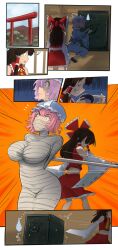 2girls bondage bound breasts damsel_in_distress dominant_female dominatrix female female_domination female_only femdom gag gagged hakurei_reimu in_container kidnapped kidnapping mistress mummification mummified mummy otaku100100 reimu_hakurei saigyouji_yuyuko touhou yuyuko_saigyouji