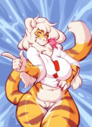 1girls big_breasts bottomless curvaceous curvy huge_breasts long_hair midriff pink_eyes pink_nails svenners svenspronfest thick_thighs thigh_gap tiger tiger_ears tiger_girl tiger_tail voluptuous voluptuous_female white_hair wide_hips