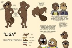 2girls anus ass beaver beaver_tail breasts butt character_profile character_sheet glasses lisa_(study_partners) multiple_girls naked naked_female nipples nude nude_female otter pussy sarah_(study_partners) study_partners thunderouserections