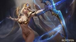 1girls ashe_(league_of_legends) bow championship_ashe esports_series female female_focus female_only league_of_legends partially_clothed partially_clothed_female partially_nude richtofen solo solo_focus source_request tagme white_hair