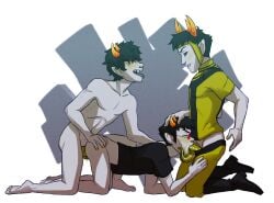 3boys diphallia diphallism gay homestuck incest mituna_captor mobiusdouble multi_penis oral penis sollux_captor tagme tentacle_penis the_psiioniic threesome unusual_genitalia unusual_penis