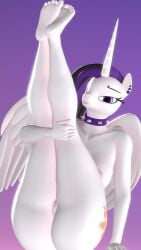 3d_(artwork) alicorn anthro anthrofied arrell_(artist) ass breasts collar collar_only digital_media_(artwork) equid equine female friendship_is_magic genitals goth hasbro hi_res horn legs_up mammal my_little_pony nude princess_celestia_(mlp) pussy solo spiked_collar spikes wings