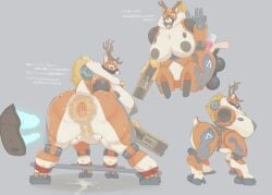 absurd_res ambiguous_penetration anal_juice anthro antlers anus areola ass big_anus big_breasts big_butt black_areola black_nipples blizzard_entertainment bodily_fluids breasts equine_pussy female genitals hi_res horn huge_anus huge_breasts huge_butt machine multiple_penetration nipples omnic orisa reindeer_orisa_(overwatch) snk_(artist)